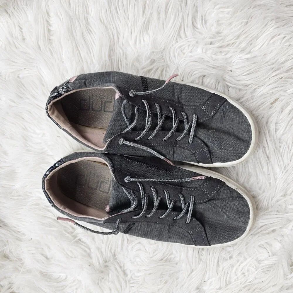 Hey Dude Karina Women's Casual Sneakers Size 9 Jet Black Snake Print